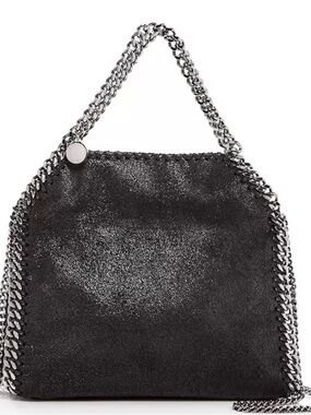 Stella McCartney Black Falabella Mini Tote with Chain Trim